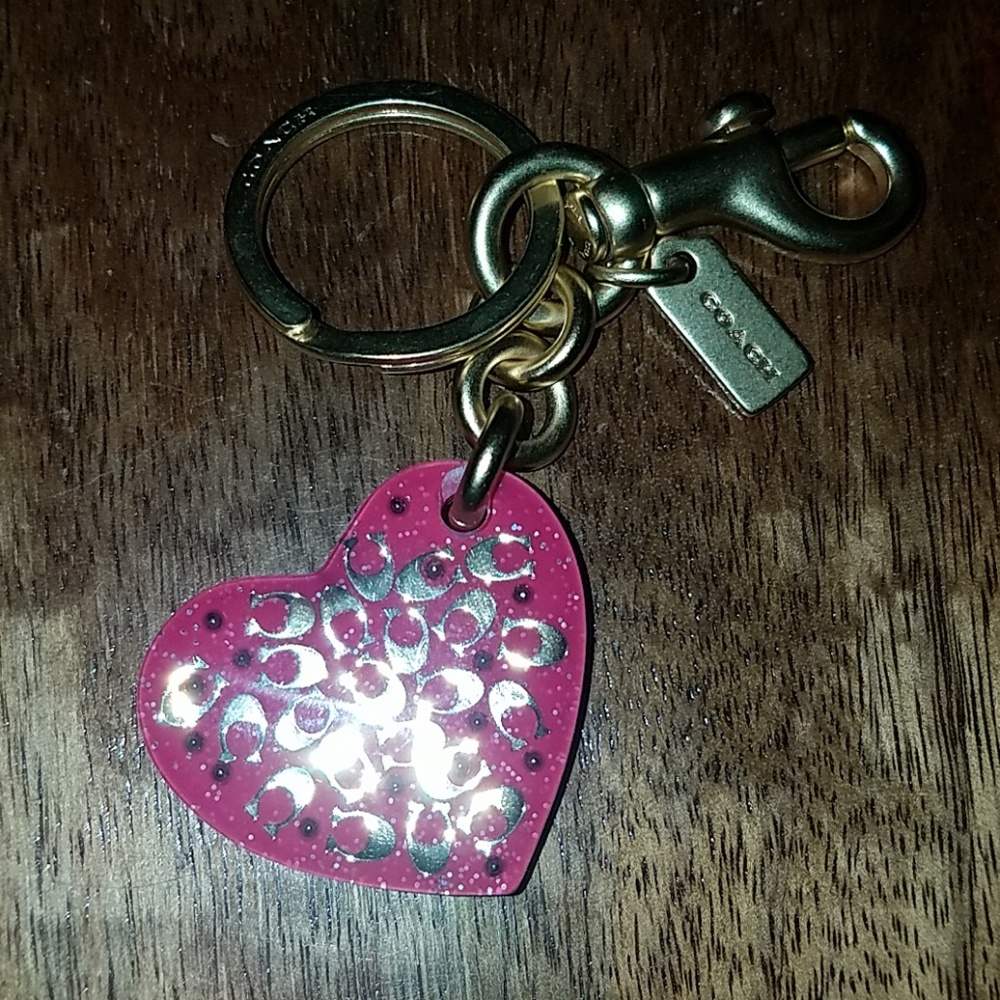 New Coach Beautiful Sparkly Keychain Pink Gold